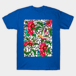 ANIMAL PRINT CHEETAH RED CALLA LILY AND TROPICAL PALMS T-Shirt